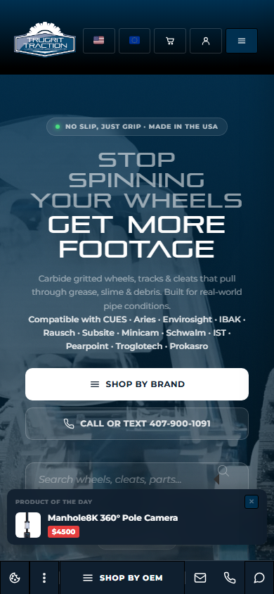 Live preview of the TruGrit Traction WordPress storefront, mobile preview